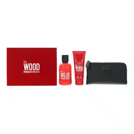 DSquared? Red Wood Gift Set 100ml EDT + 100ml Shower Gel + Purse