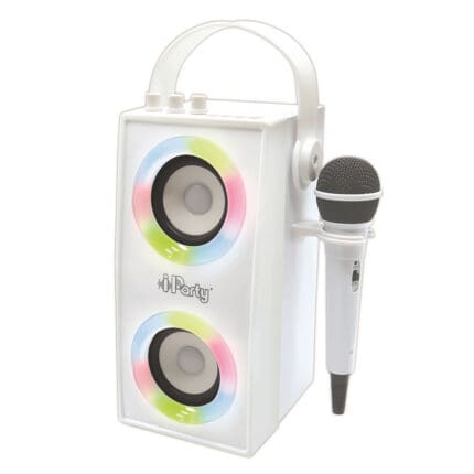 Lexibook BTP180Z iParty Bluetooth Speakers with Mic & Lights Effects - White