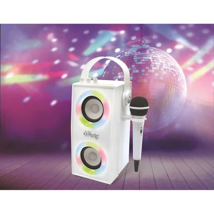 Lexibook BTP180Z iParty Bluetooth Speakers with Mic & Lights Effects - White - Image 2