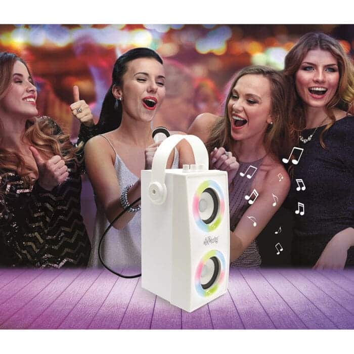 Lexibook BTP180Z iParty Bluetooth Speakers with Mic & Lights Effects - White - Image 3