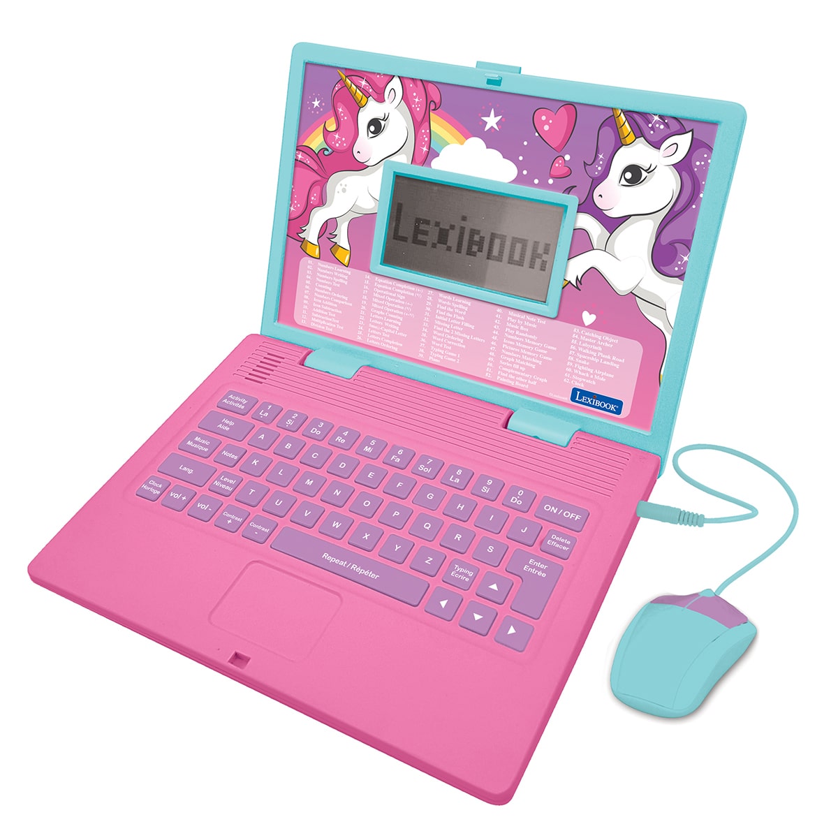 Lexibook Unicorn Bilingual Educational Laptop with 124 Activites Lexibook JC598UNII1 Unicorn Bilingual Educational Laptop with 124 Activites - Image 1