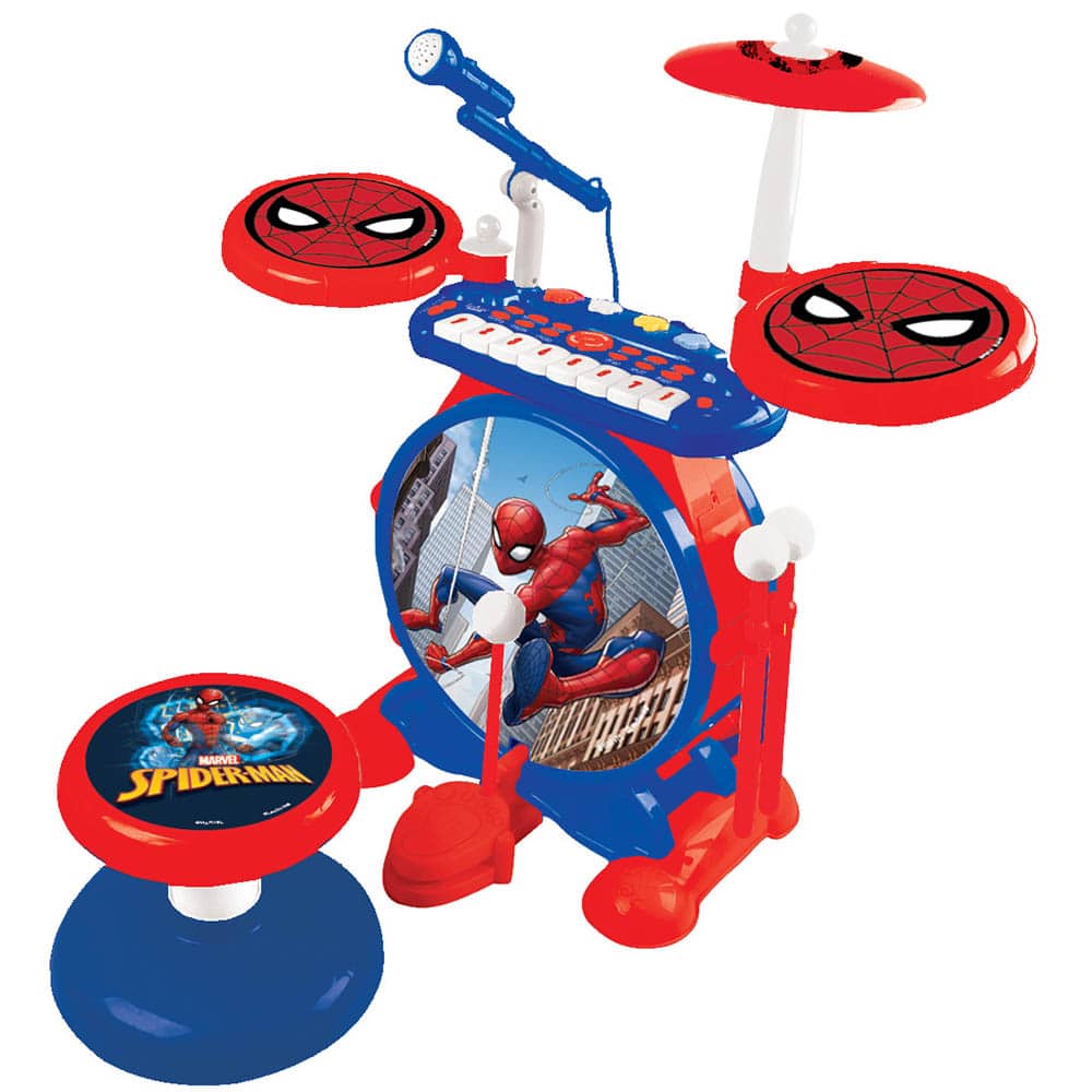 Lexibook Spider-Man Electronic Luminous Drums Set with Seat Lexibook K610SP Spider-Man Electronic Luminous Drums Set with Seat - Image 1
