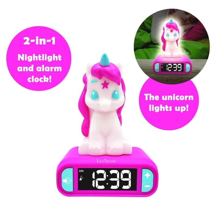 Lexibook RL800UNI 3D Unicorn Childrens Clock with Night Light - Image 3