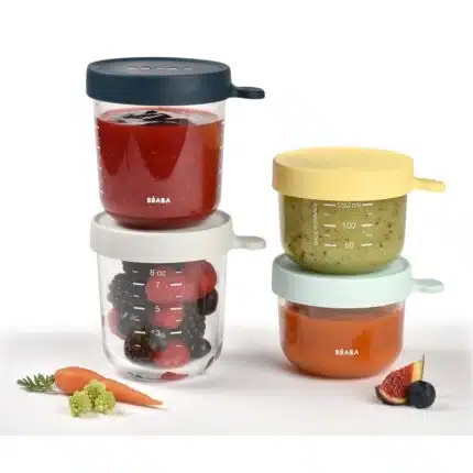 Beaba Glass Storage Jars Sky/Grey 4Pk