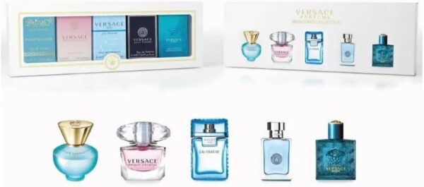 Versace Mini Set Gift Set 5ml Dylan Purple EDP + 5ml Bright Crystal EDT + 5ml Eau Fraiche EDT + 5ml Pour Homme EDT + 5ml Eros EDT
