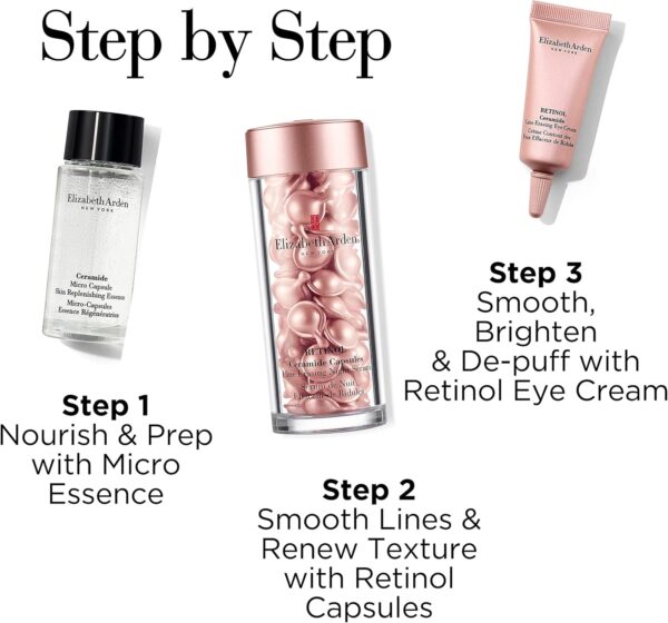 Elizabeth Arden Ceramide Gift Set 60 Capsules Retinol Ceramide Serum + 10ml Ceramide Micro Capsules Essence + 5ml Retinol Ceramide Eye Cream - Image 6