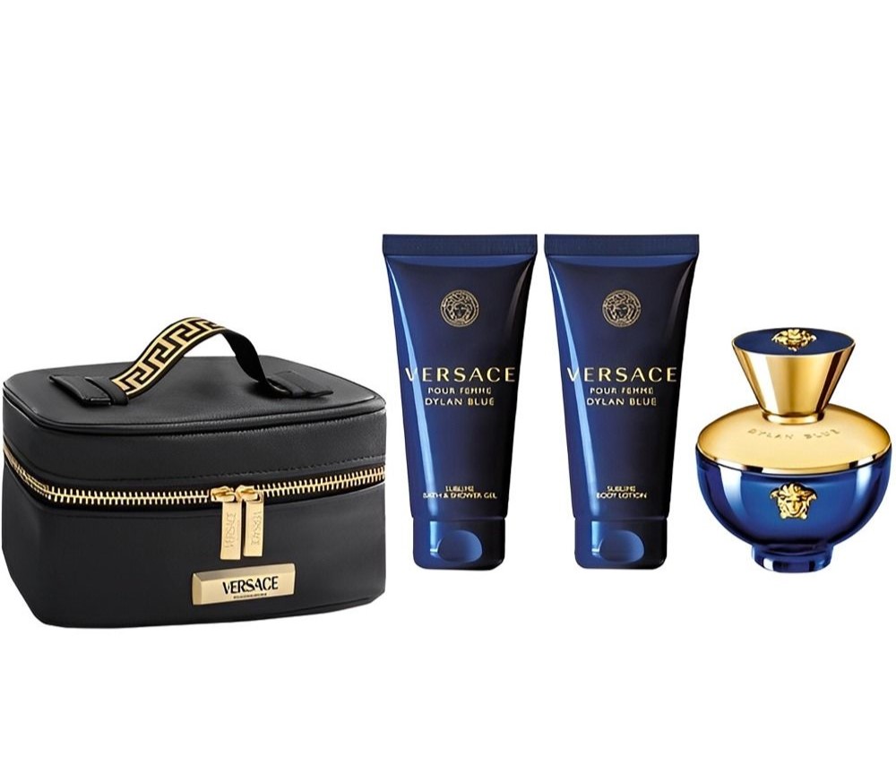Versace_dylan_blue_women_gift_set-8011003893362-2 Versace Pour Femme Dylan Blue Gift Set 100ml EDP + 100ml Shower Gel + 100ml Body Lotion - Image 1